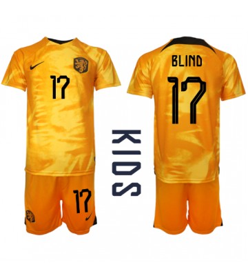 Nederland Daley Blind #17 Hjemmedraktsett Barn VM 2022 Kortermet (+ Korte bukser)